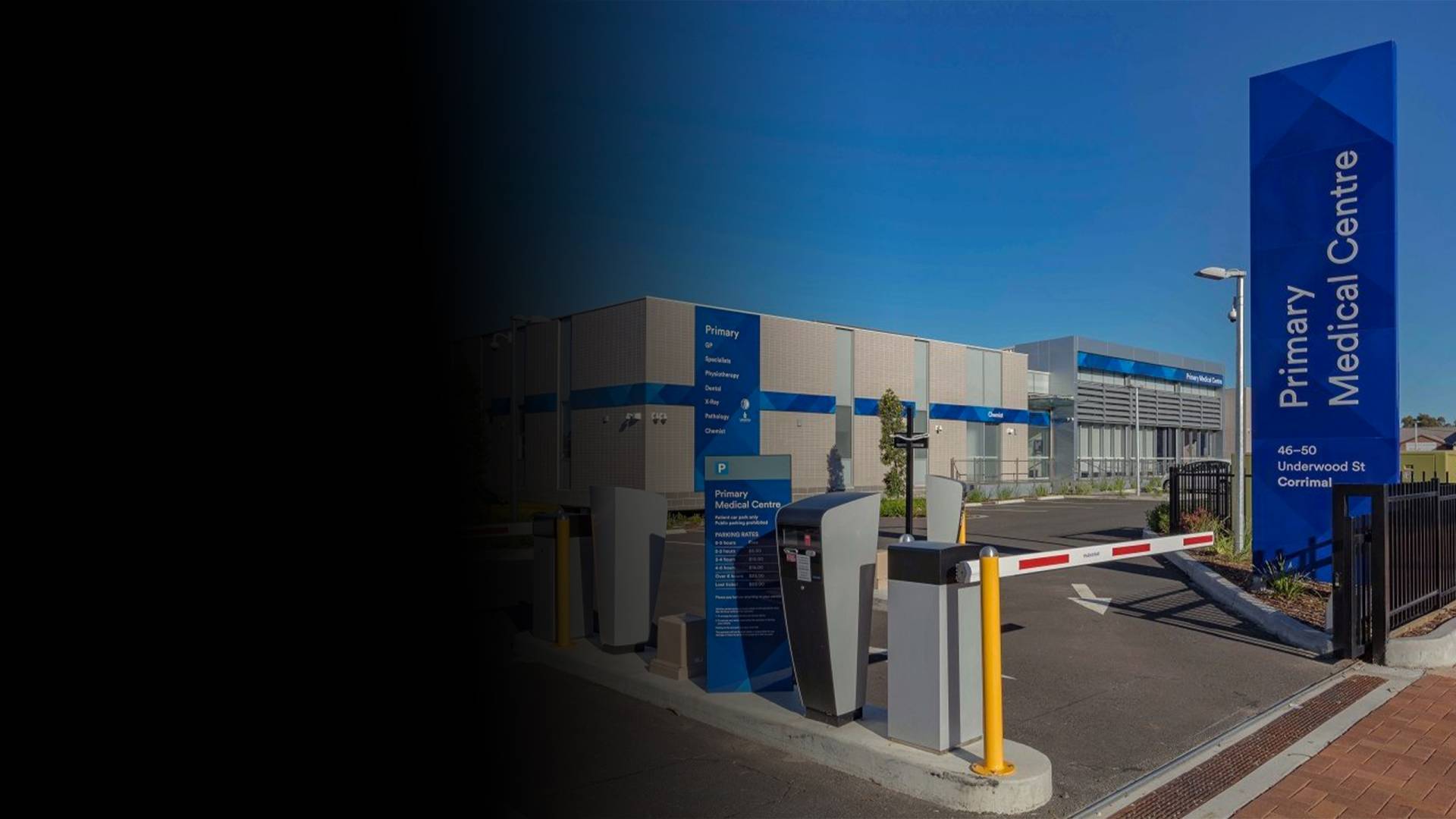 Primary Health Care hospital pylon sign building sign and wayfinding